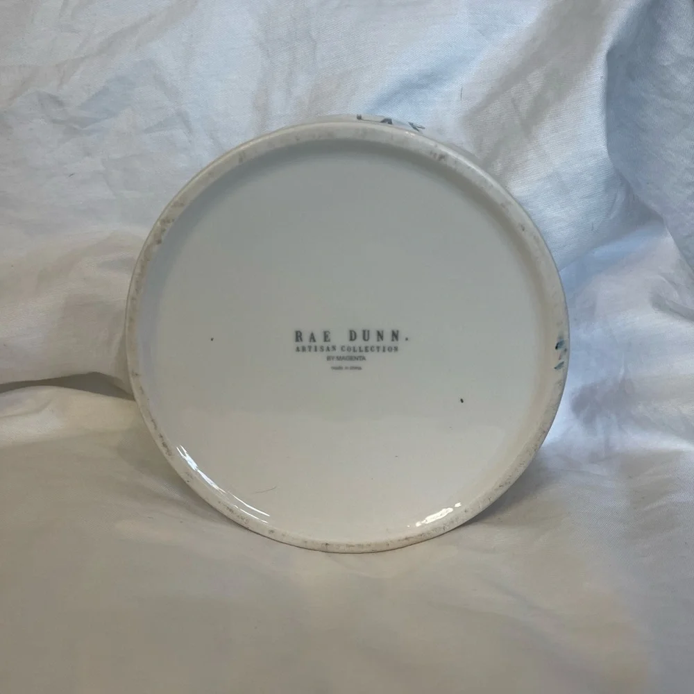 Rae Dunn White and Teal Pet Bowl